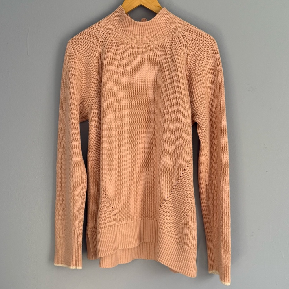 GAP 100% Cotton Sweater XL Tall Chalk Pink Mock Neck Rib Knit